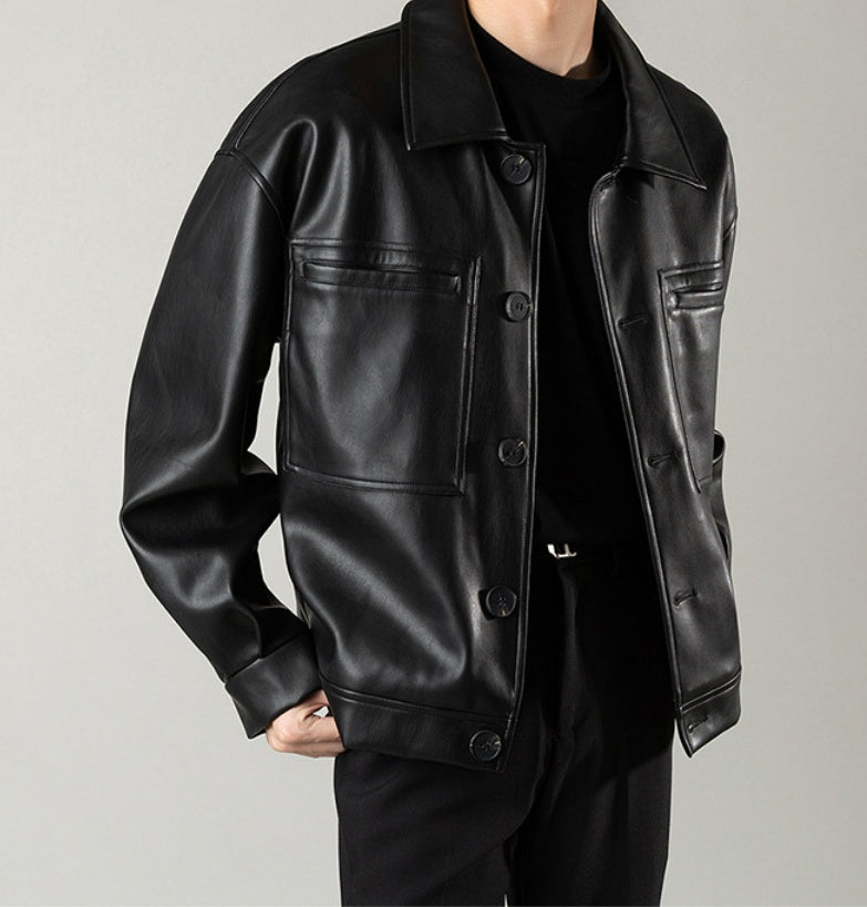 Casual Handsome Spring And Autumn Leather Jacket