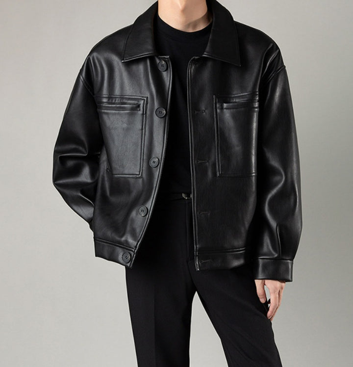 Casual Handsome Spring And Autumn Leather Jacket