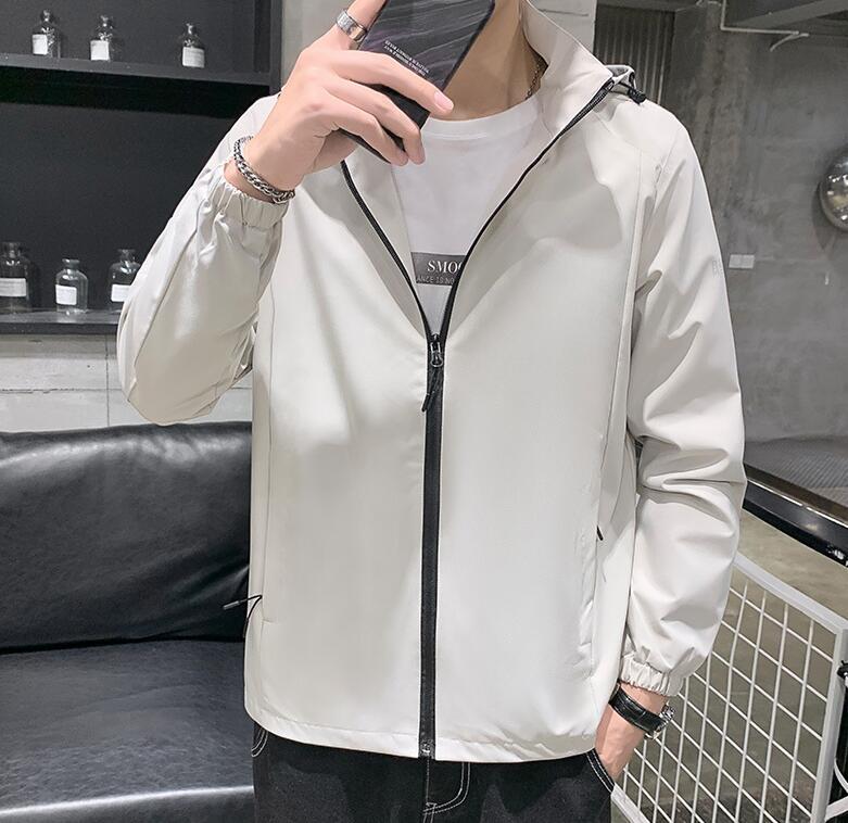 Fashionable Hooded Solid Color Casual Jacket